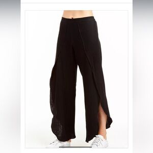 NWT New DREW Black Wide-Leg Pants with Side Slit